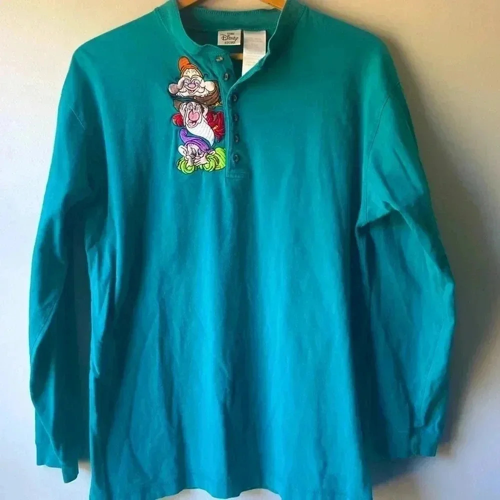 Vintage 90’s Disney Henry neck shirt size Large